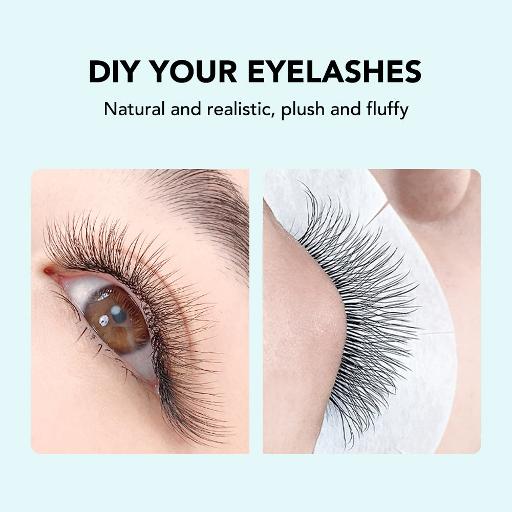Pestañas Natuhana® en forma de W 4D Camellia Premade Volume Fan Lashes 0.07mm C D Cur