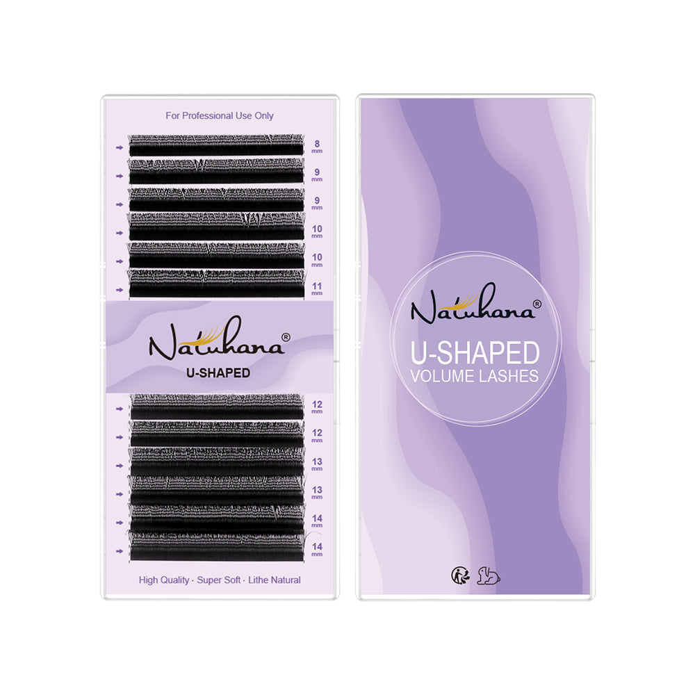 U-Shape Double 3D W Premade Volume Fan Lashes | 12 Rows