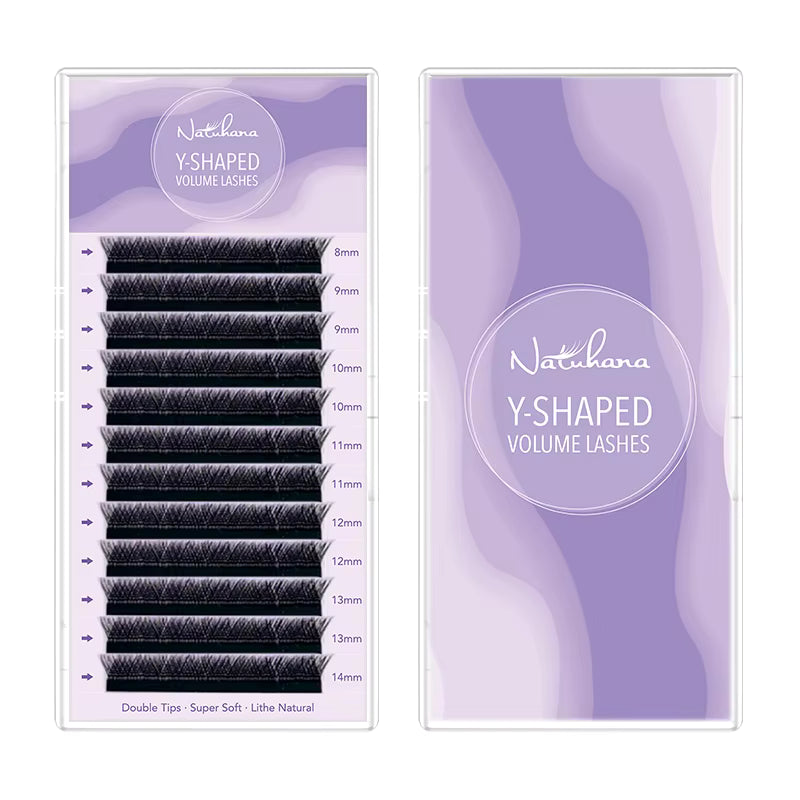 Extensiones de pestañas Natuhana® YY Shape C/D Curl Black Y Pestañas Premade V