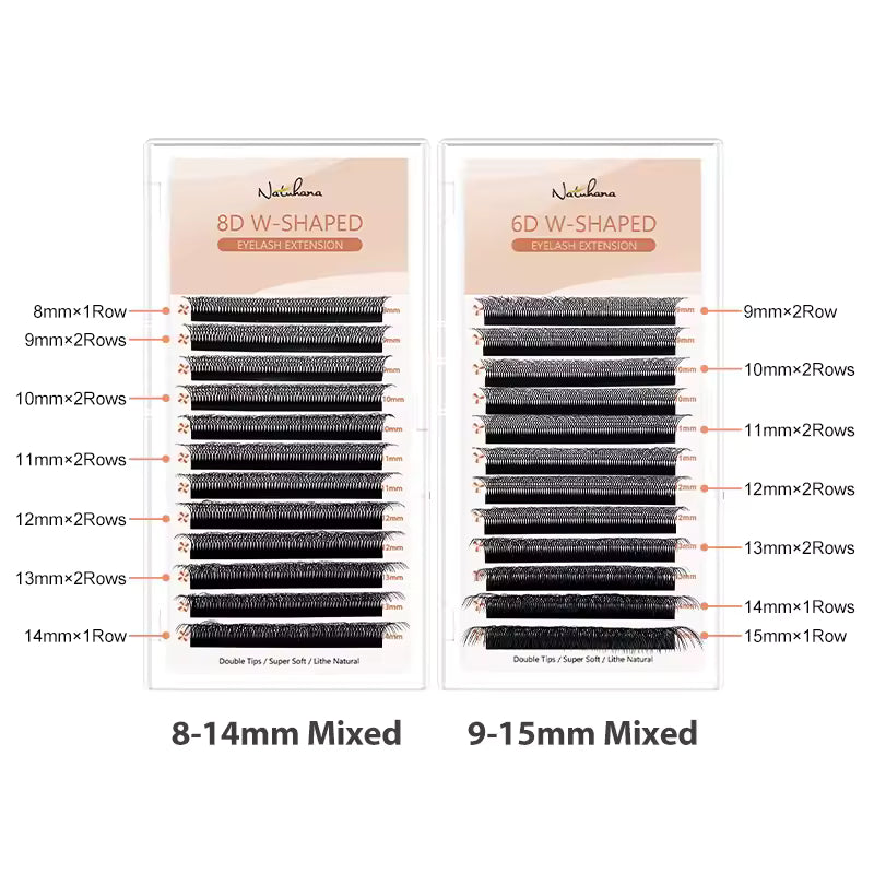 Natuhana® W-Shape 3D Colorful Eyelash Extensions Premade Volume Fans W-