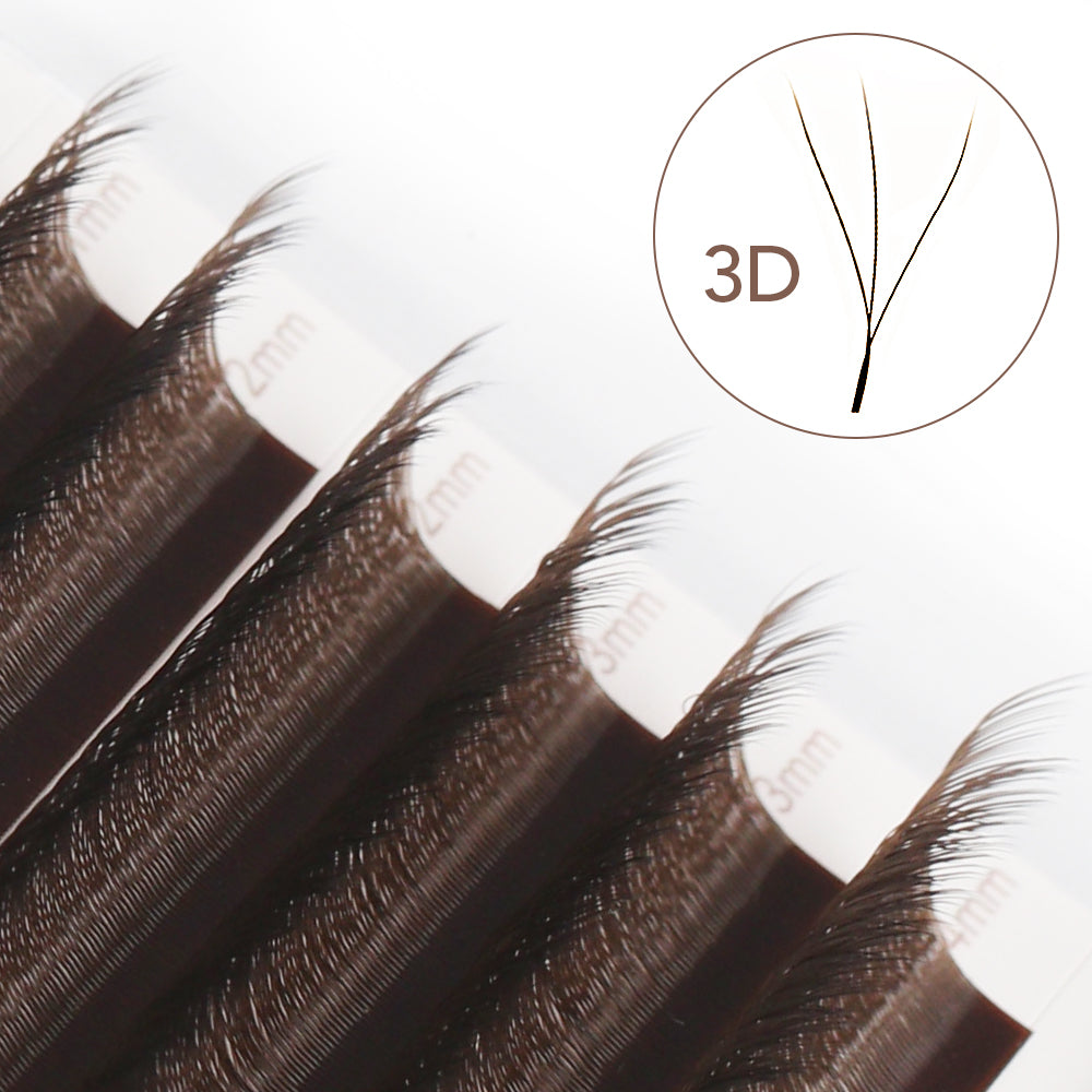 Brown 3D W-Shape Premade Volume Fan Lashes