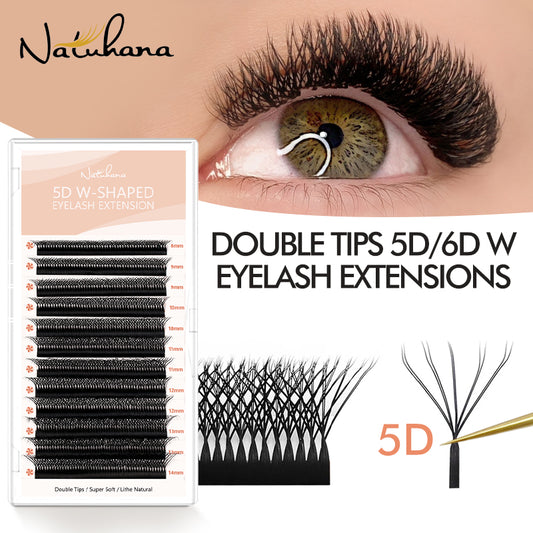 Наращивание ресниц Natuhana® W-образной формы 5D, цветные, объемные, готовые пучки W-