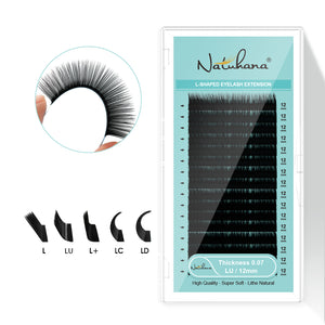 Natuhana® Pestañas de racimo mixto 8-15 negro mate PBT Pestañas L LC LD LU