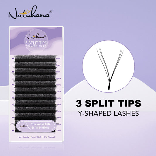 3 Split Tips Y-Shaped Volume Lashes | 12 Rows