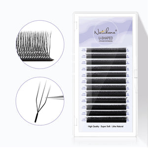 U-Shape Double 3D W Premade Volume Fan Lashes | 12 Rows