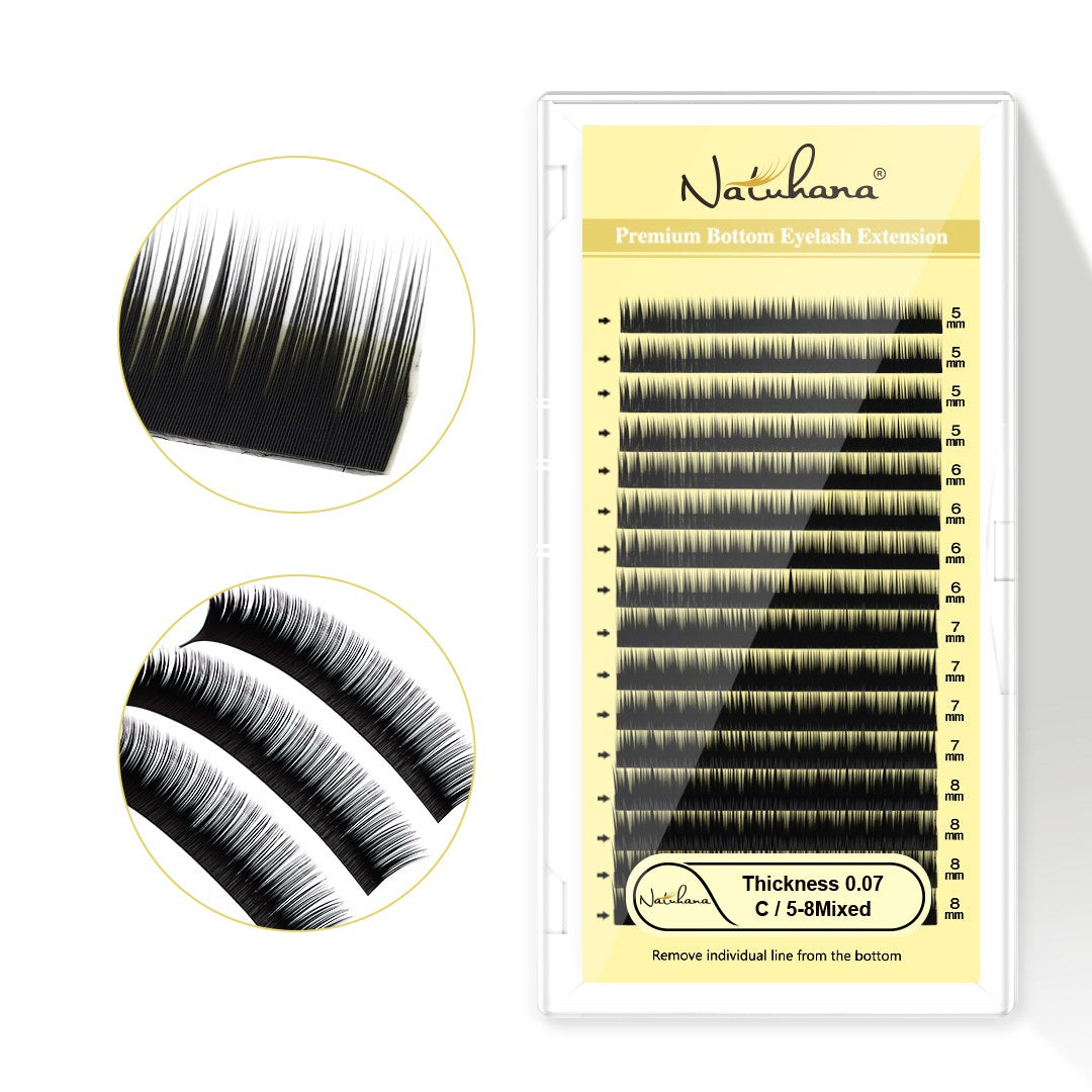 Natuhana® Pestañas Inferiores Naturales Suaves Pestañas Inferiores Curva J 5-8 Mix Mi