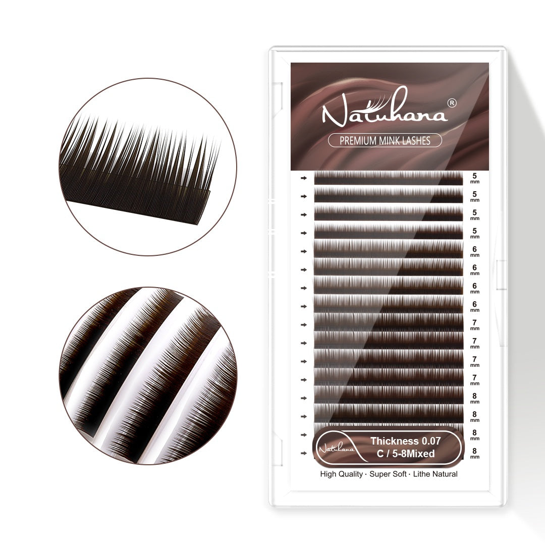 Natuhana® Pestañas Inferiores Naturales Suaves Pestañas Inferiores Rizo J 5-8 Mix Mi
