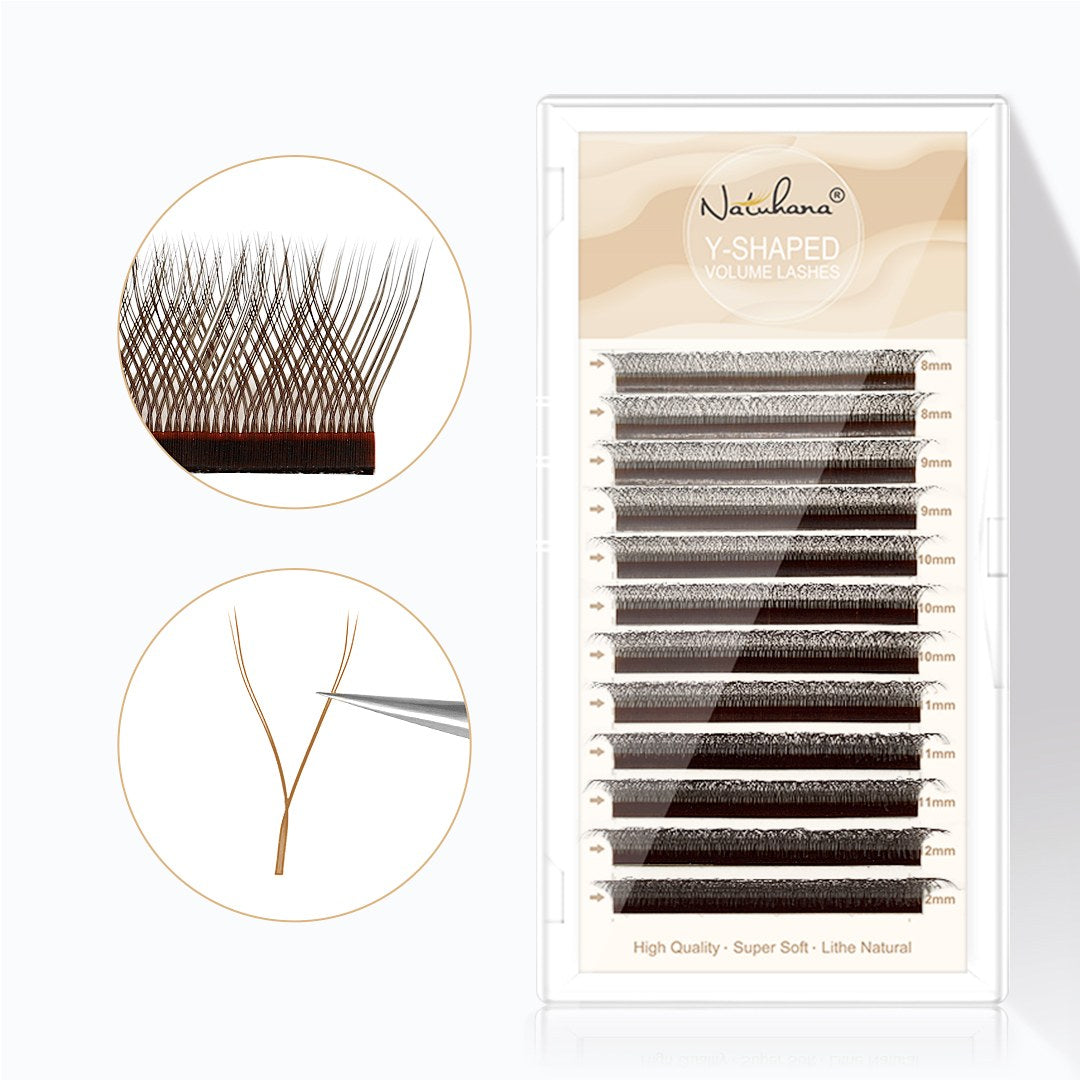 Brown YY Shape Premade Volume Fan Lashes