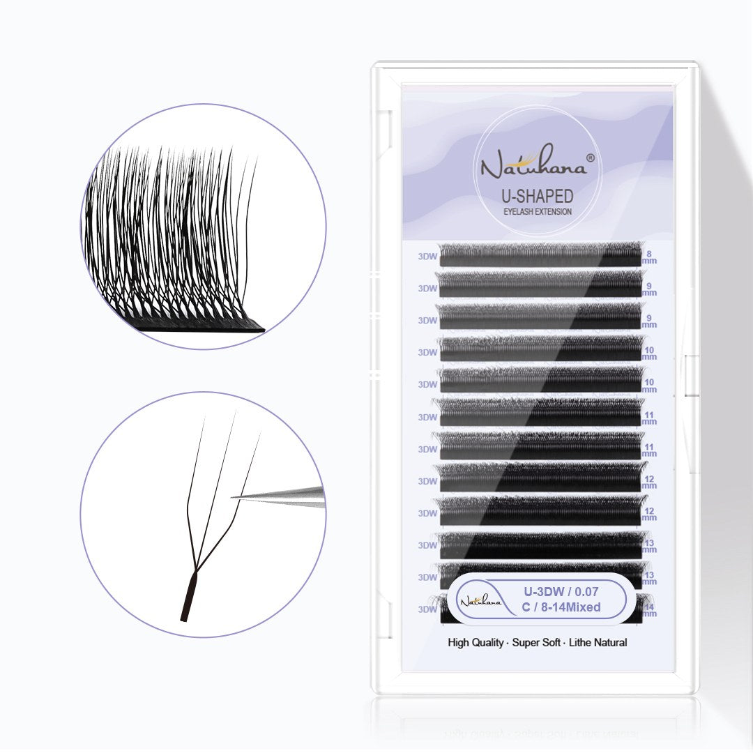 U-Shape 3D W Premade Volume Fan Lashes | 12 Rows