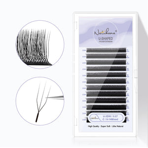 U-Shape 3D W Premade Volume Fan Lashes | 12 Rows
