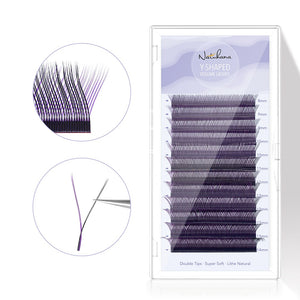 Purple+Black YY Shape Premade Volume Fan Lashes