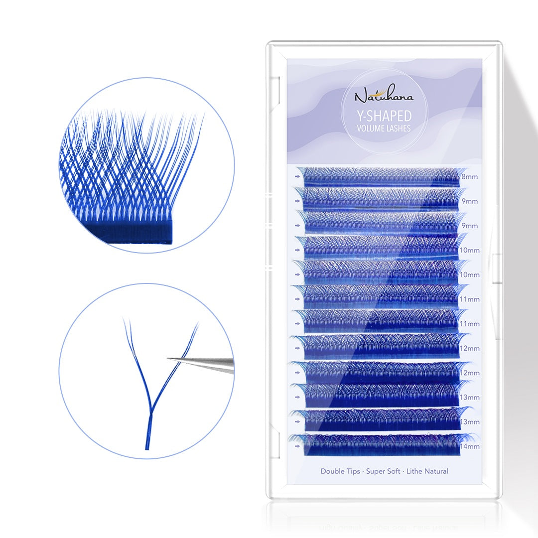 Blue YY Shape Premade Volume Fan Lashes