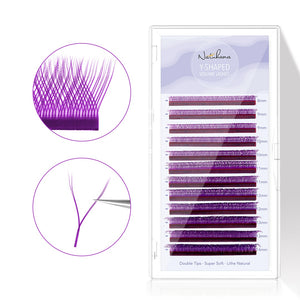 Purple YY Shape Premade Volume Fan Lashes