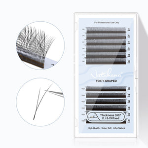 Pestañas Natuhana® Fox 2D en forma de Y, prefabricadas, izquierda y derecha