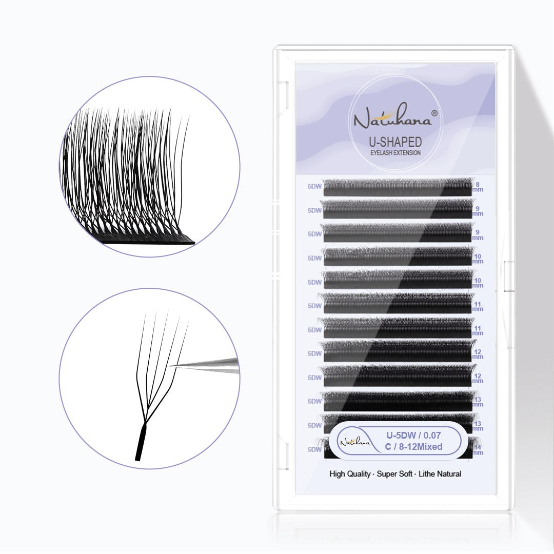 U-Shape 5D W Premade Volume Fan Lashes | 12 Rows