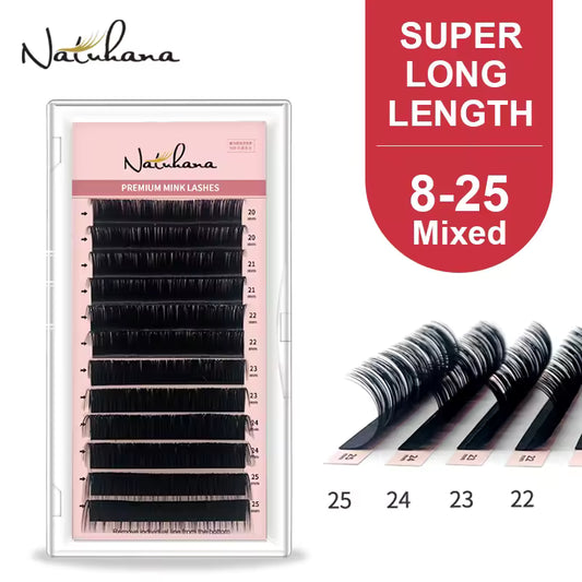Natuhana® 8-25 мм Ресницы из норки, микс длина, для удлинения, обычные L