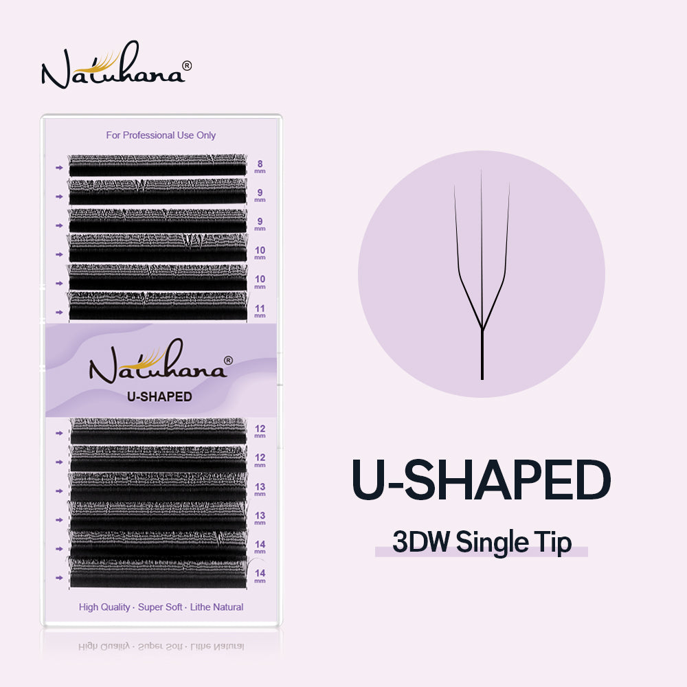 U-Shape 3D W Premade Volume Fan Lashes | 12 Rows