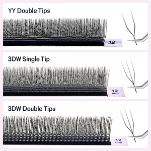 Extensiones de pestañas 3D con doble punta en forma de U de Natuhana®, estilo W, en forma de U, Fa