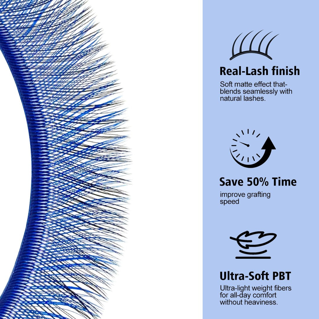 Blue+Black YY Shape Premade Volume Fan Lashes