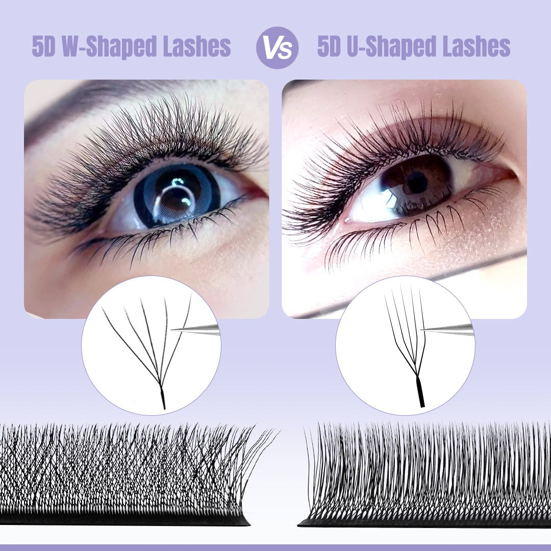 U-Shape 5D W Premade Volume Fan Lashes | 12 Rows