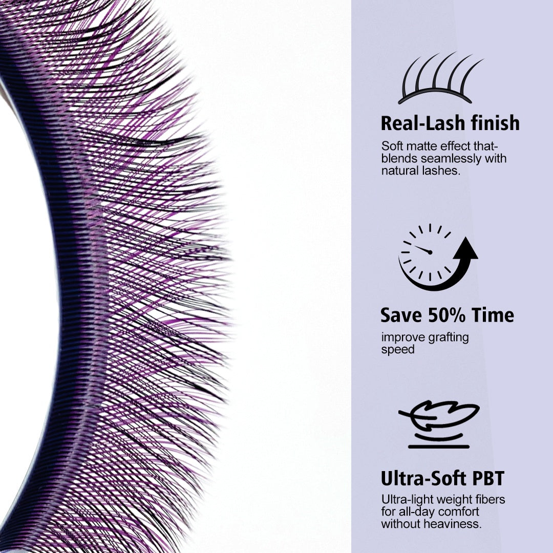 Purple+Black YY Shape Premade Volume Fan Lashes