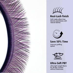 Purple+Black YY Shape Premade Volume Fan Lashes