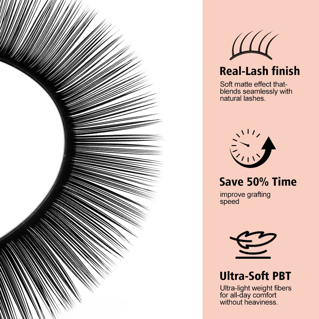 Pestañas postizas Natuhana® en forma de L, longitudes mixtas de 8-15 mm, de PBT suave