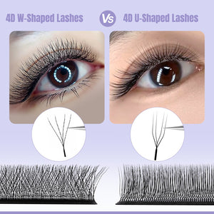 U-Shape 4D W Premade Volume Fan Lashes | 12 Rows