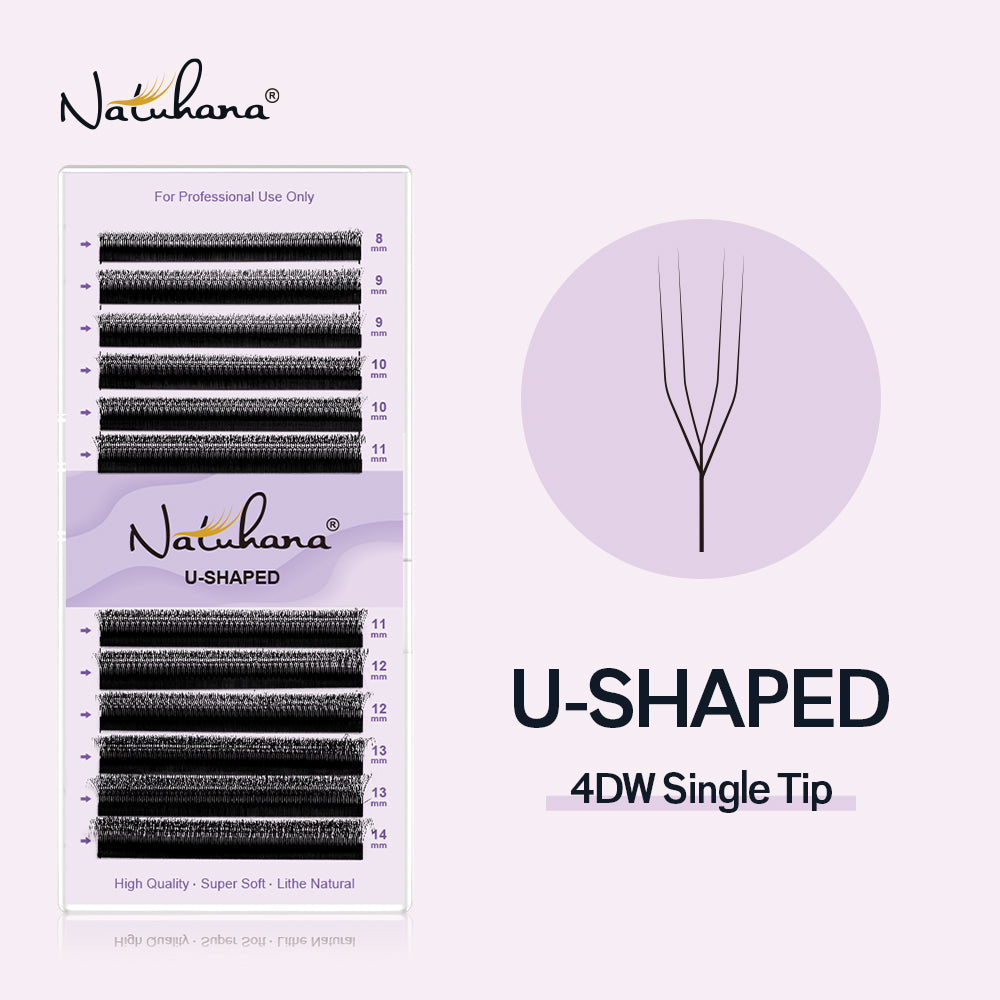 U-Shape 4D W Premade Volume Fan Lashes | 12 Rows