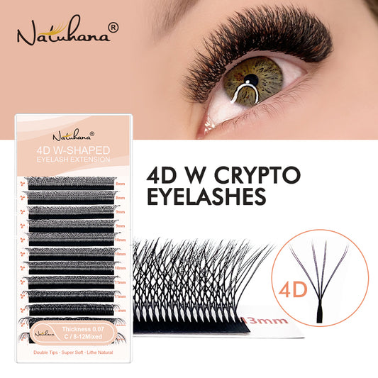 Наращивание ресниц Natuhana® W-образной формы 4D, цветные, готовые пучки W-образные