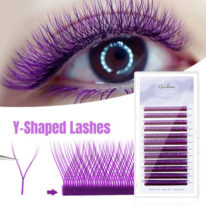 Purple YY Shape Premade Volume Fan Lashes