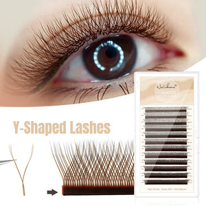 Brown YY Shape Premade Volume Fan Lashes