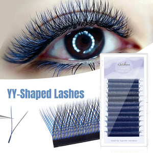 Blue+Black YY Shape Premade Volume Fan Lashes