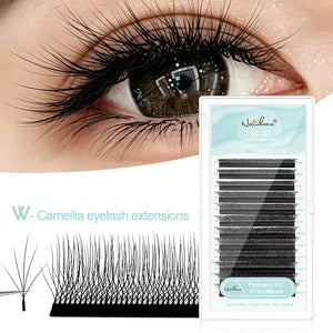 Natuhana® Pestañas de Volumen Prearmadas 3D Camelia en Forma de W