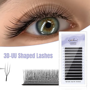 U-Shape Double 3D W Premade Volume Fan Lashes | 12 Rows