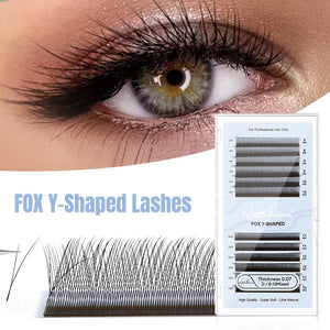 Pestañas Natuhana® Fox 2D en forma de Y, prefabricadas, izquierda y derecha