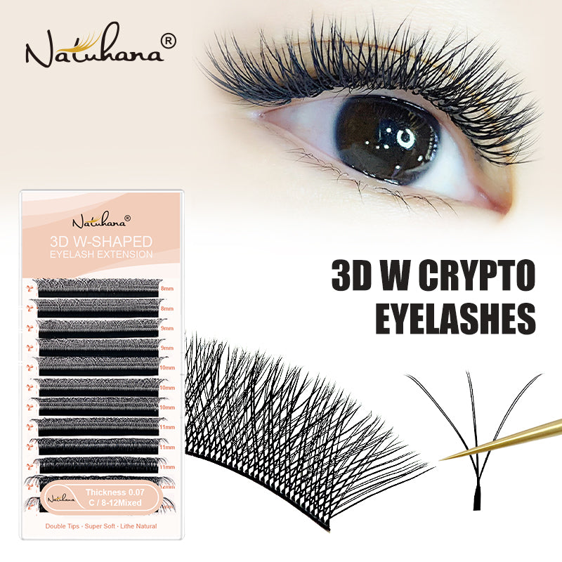 Extensiones de Pestañas Coloridas 3D en Forma de W Natuhana® Pestañas Postizas Volumen Premade en W