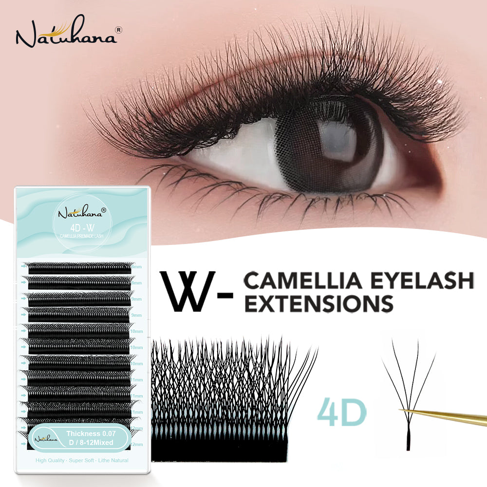 4D W-Shaped Camellia Premade Volume Lash Fans