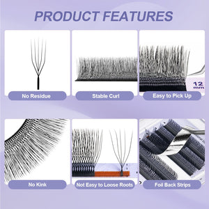 U-Shape 5D W Premade Volume Fan Lashes | 12 Rows