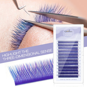 Blue+Purple YY Shape Premade Volume Fan Lashes