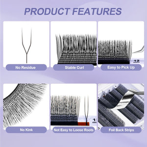 U-Shape YY Premade Volume Fan Lashes | 12 Rows