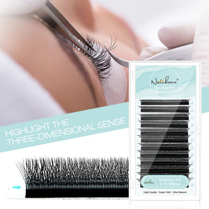 Natuhana® Pestañas de Volumen Prearmadas 3D Camelia en Forma de W
