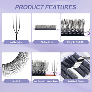 U-Shape Double 3D W Premade Volume Fan Lashes | 12 Rows