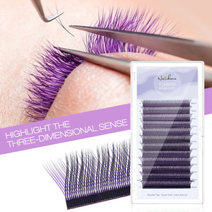 Purple+Black YY Shape Premade Volume Fan Lashes