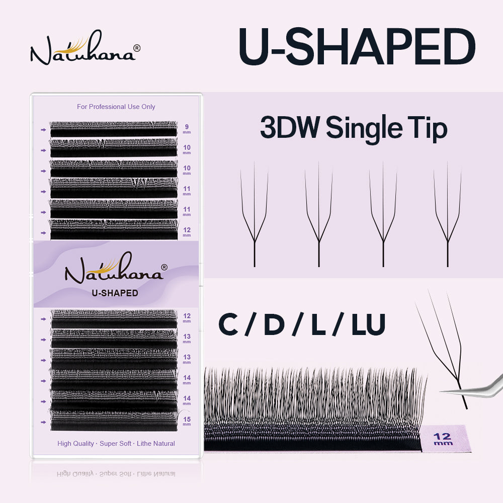 U-Shape 3D W Premade Volume Fan Lashes | 12 Rows