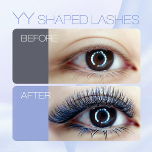 Blue+Black YY Shape Premade Volume Fan Lashes