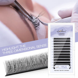 U-Shape 4D W Premade Volume Fan Lashes | 12 Rows