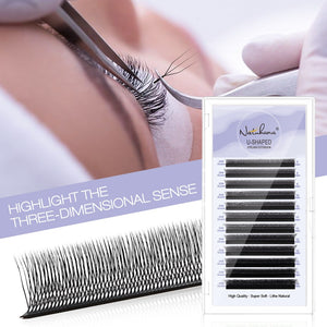 U-Shape Double 3D W Premade Volume Fan Lashes | 12 Rows