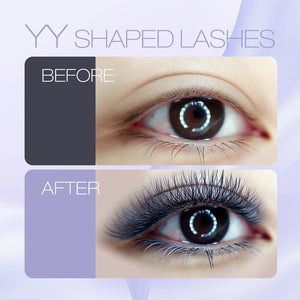 Blue+Purple YY Shape Premade Volume Fan Lashes