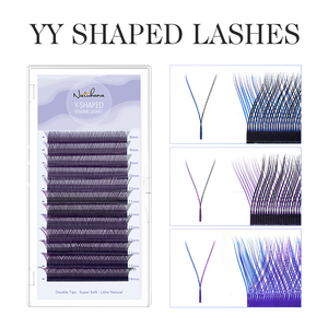 Blue+Black YY Shape Premade Volume Fan Lashes